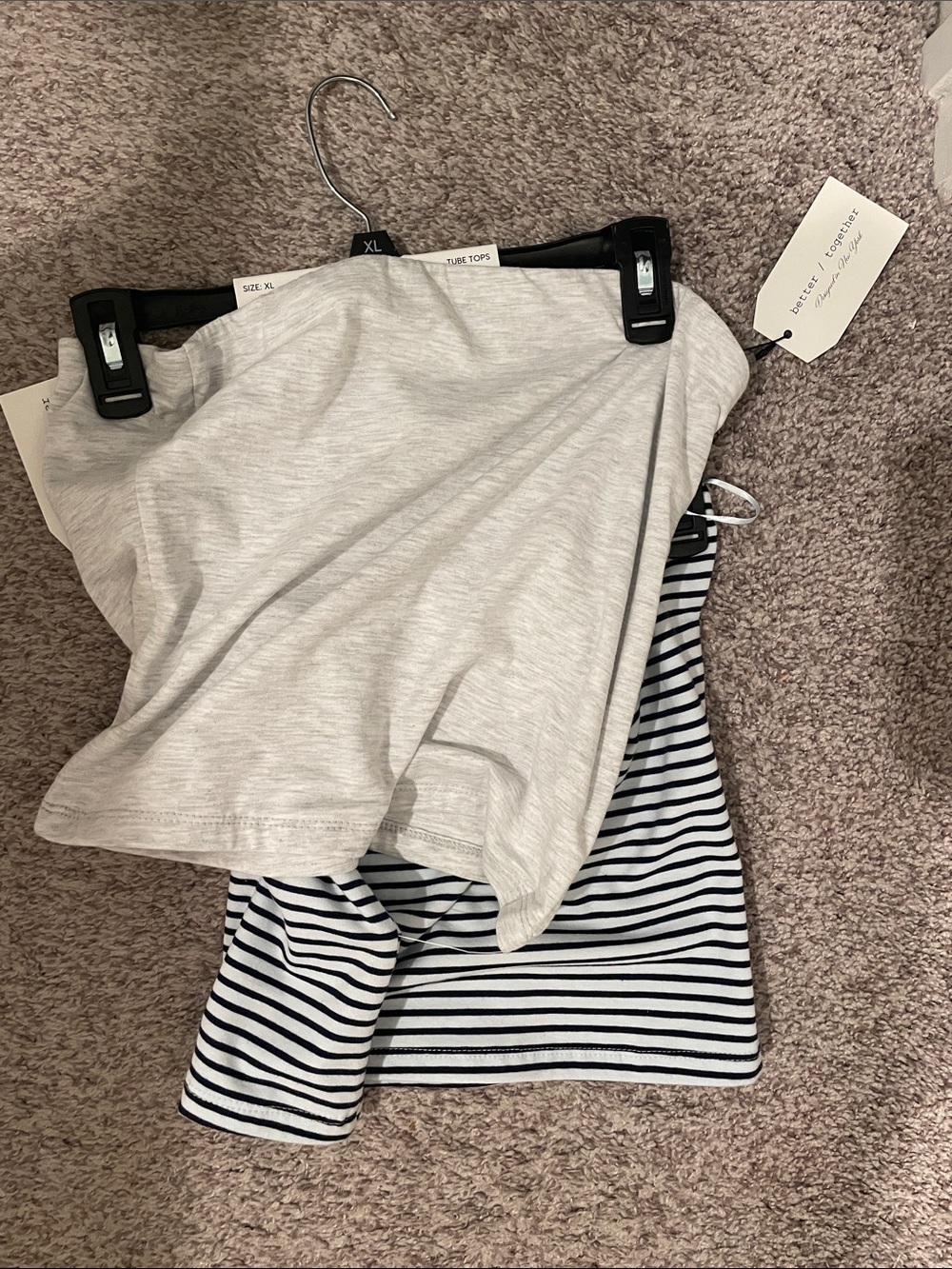 Better together two tube tops size xl gray and blue nwt